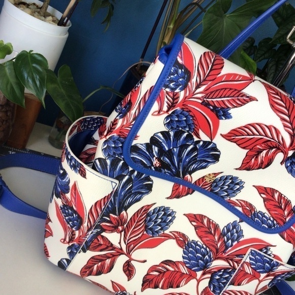 Tory Burch Kerrington Authentic Leather Summer Travel Resort Floral Backpack NWT main image 10